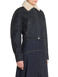 Le Ovalo Cropped Denim Bomber Jacket