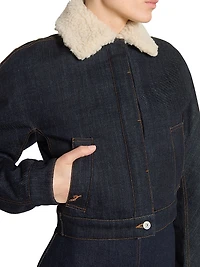 Le Ovalo Cropped Denim Bomber Jacket