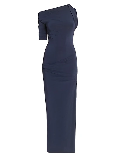 La Robe Drapeado Asymmetric Maxi Dress