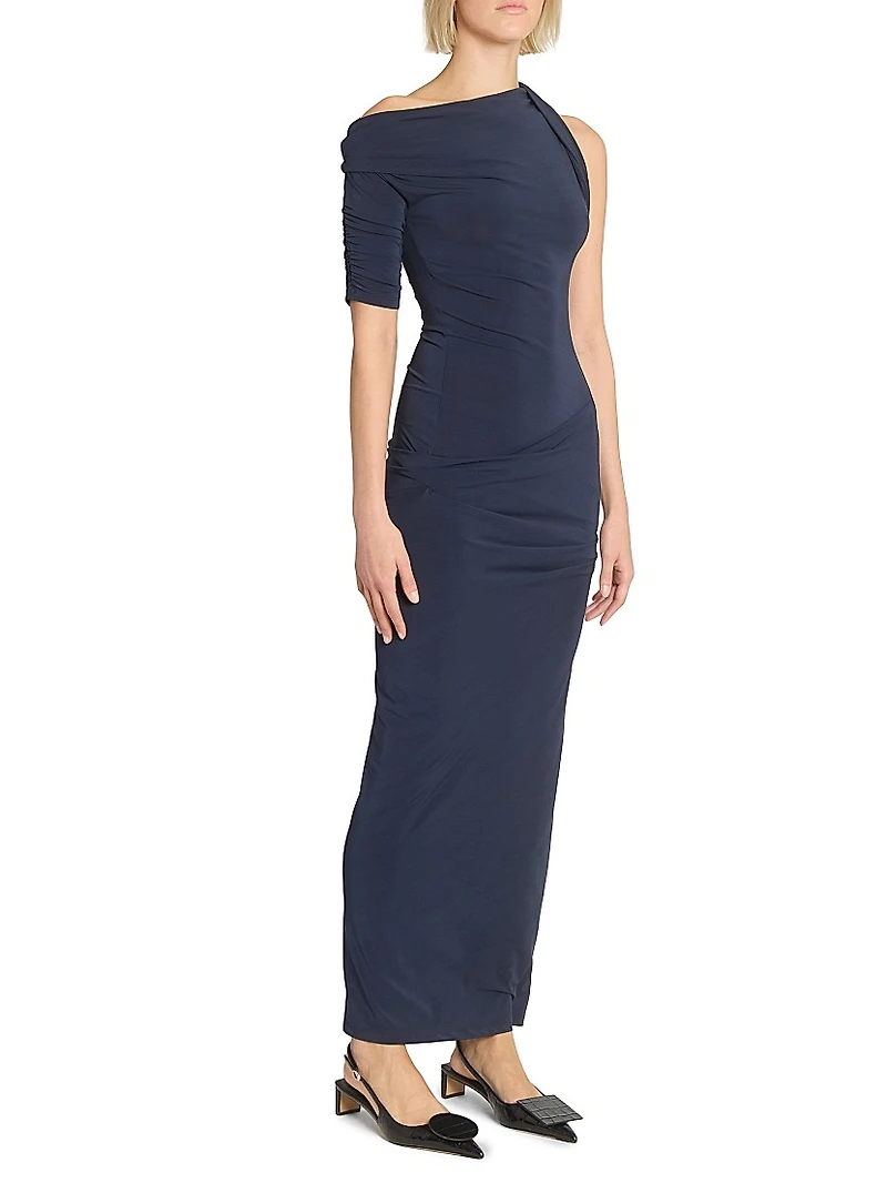 La Robe Drapeado Asymmetric Maxi Dress