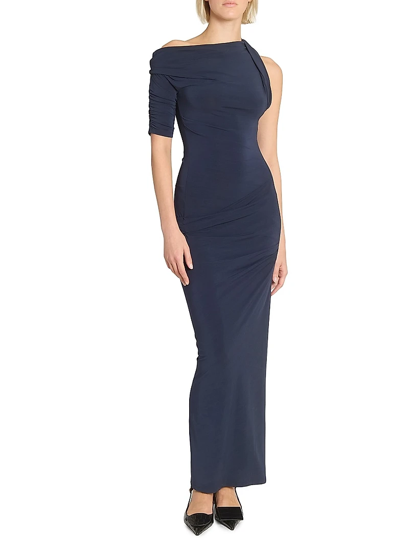 La Robe Drapeado Asymmetric Maxi Dress