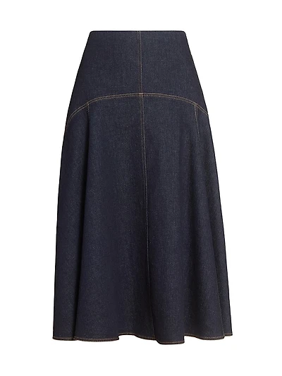La Jupe Triangle de-Nîmes Denim Midi-Skirt