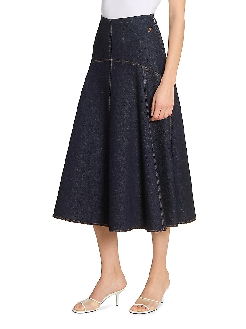 La Jupe Triangle de-Nîmes Denim Midi-Skirt