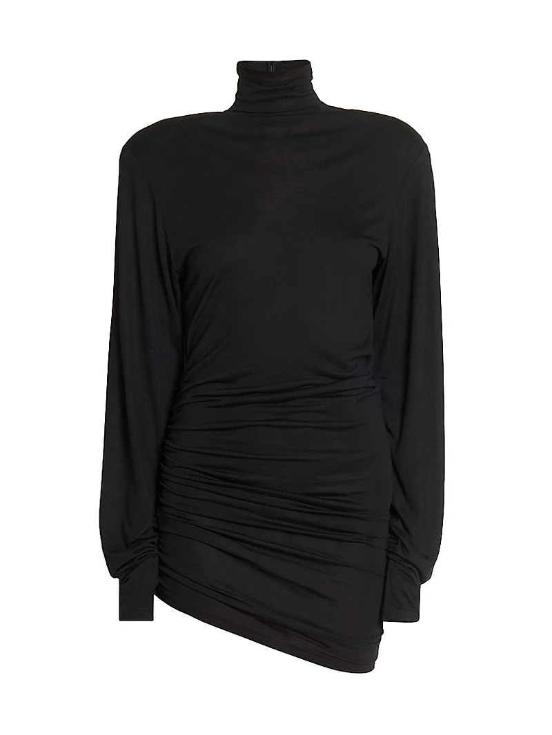 Spallina Ruched Turtleneck Body-Con Minidress