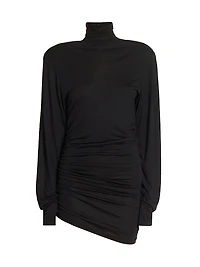 Spallina Ruched Turtleneck Body-Con Minidress