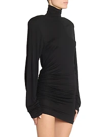 Spallina Ruched Turtleneck Body-Con Minidress