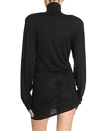 Spallina Ruched Turtleneck Body-Con Minidress