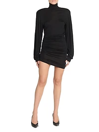 Spallina Ruched Turtleneck Body-Con Minidress