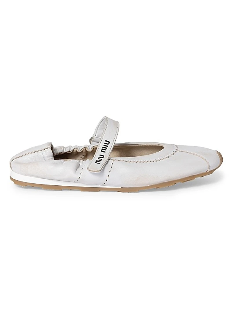 Bleached Nappa Leather Ballerinas