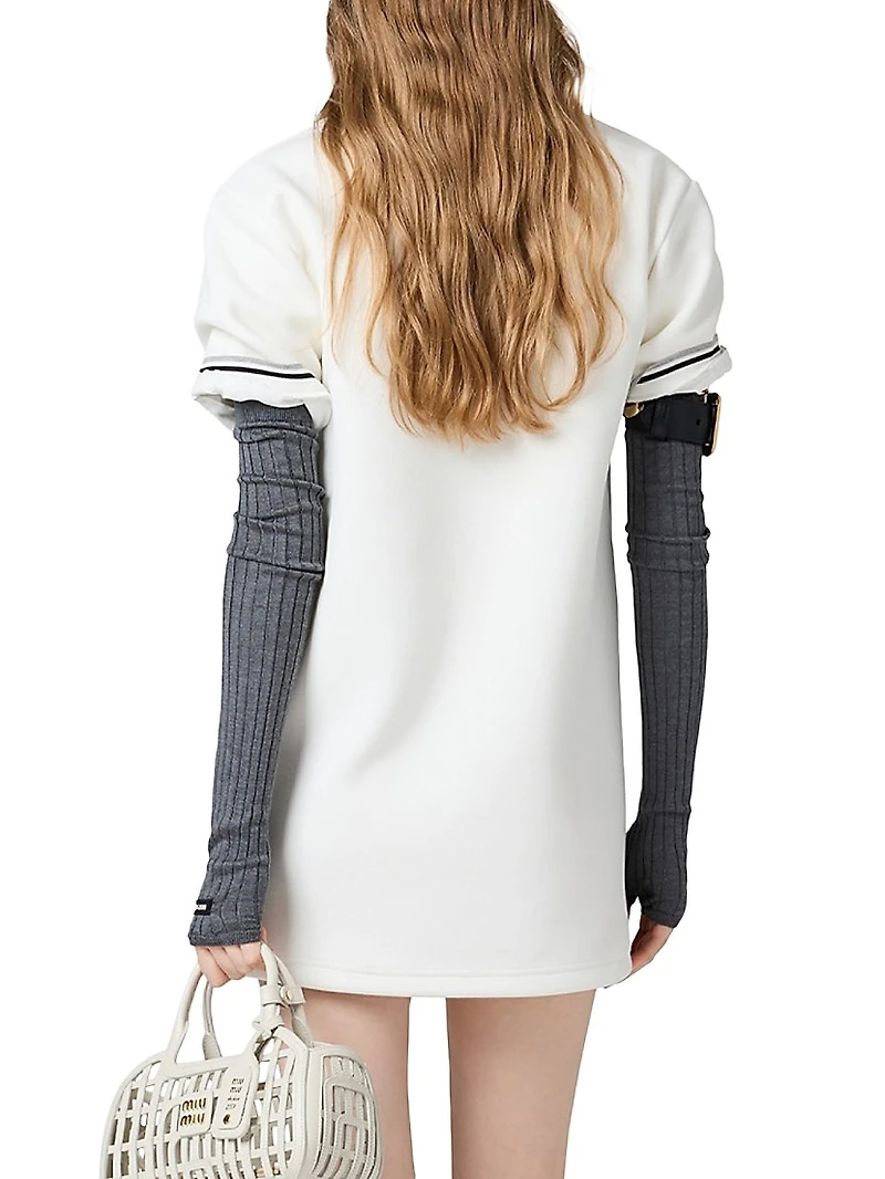 Bonded Piqué and Technical Jersey Dress