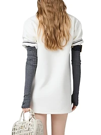 Bonded Piqué and Technical Jersey Dress