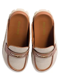 Canvas and Leather Mules