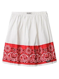 Slubbed Poplin Skirt with Print