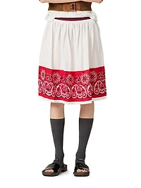 Slubbed Poplin Skirt with Print