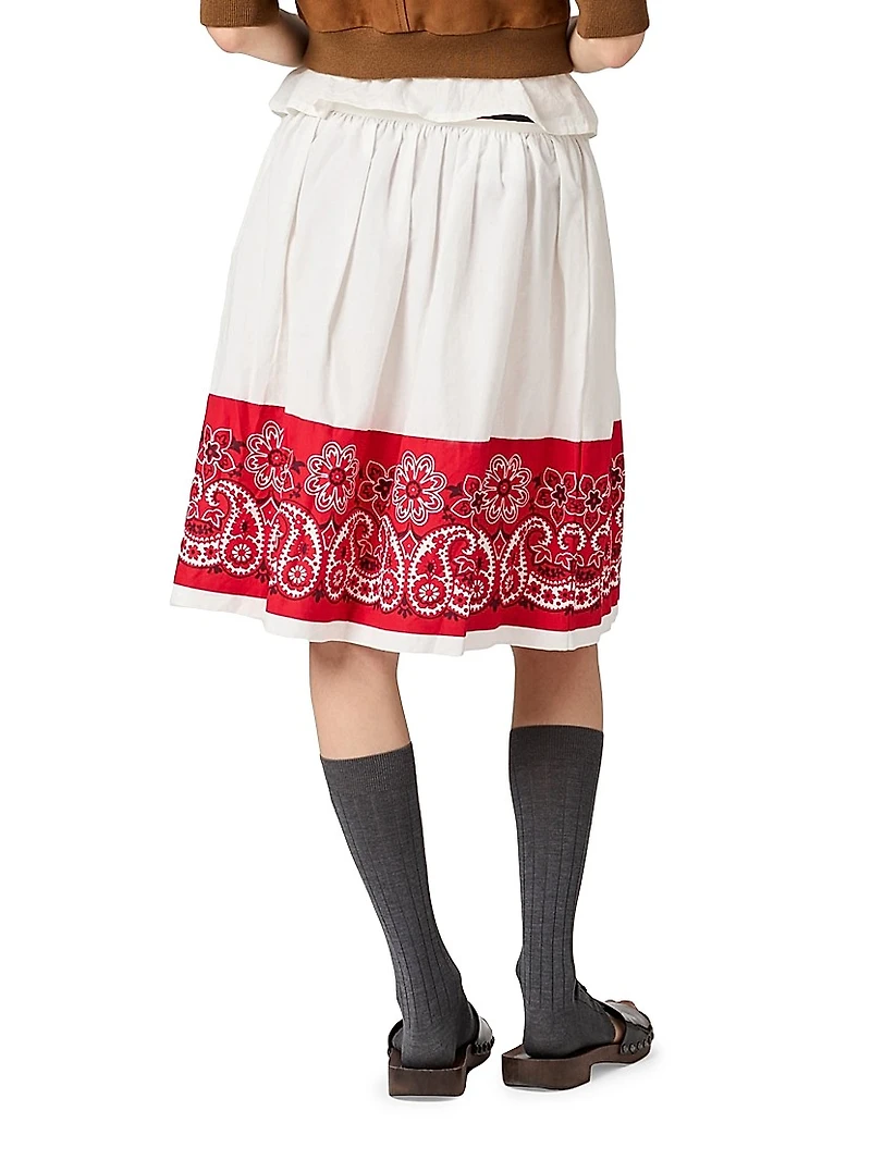 Slubbed Poplin Skirt with Print