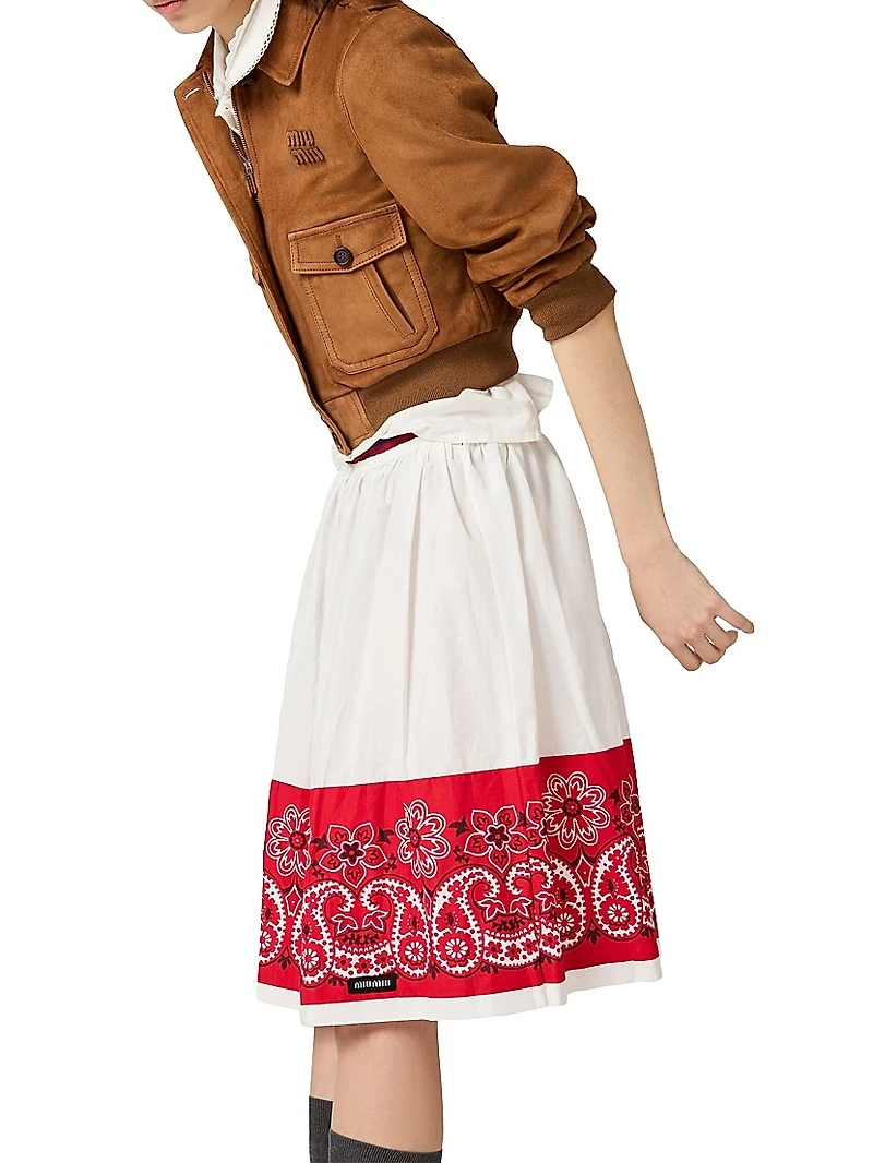 Slubbed Poplin Skirt with Print