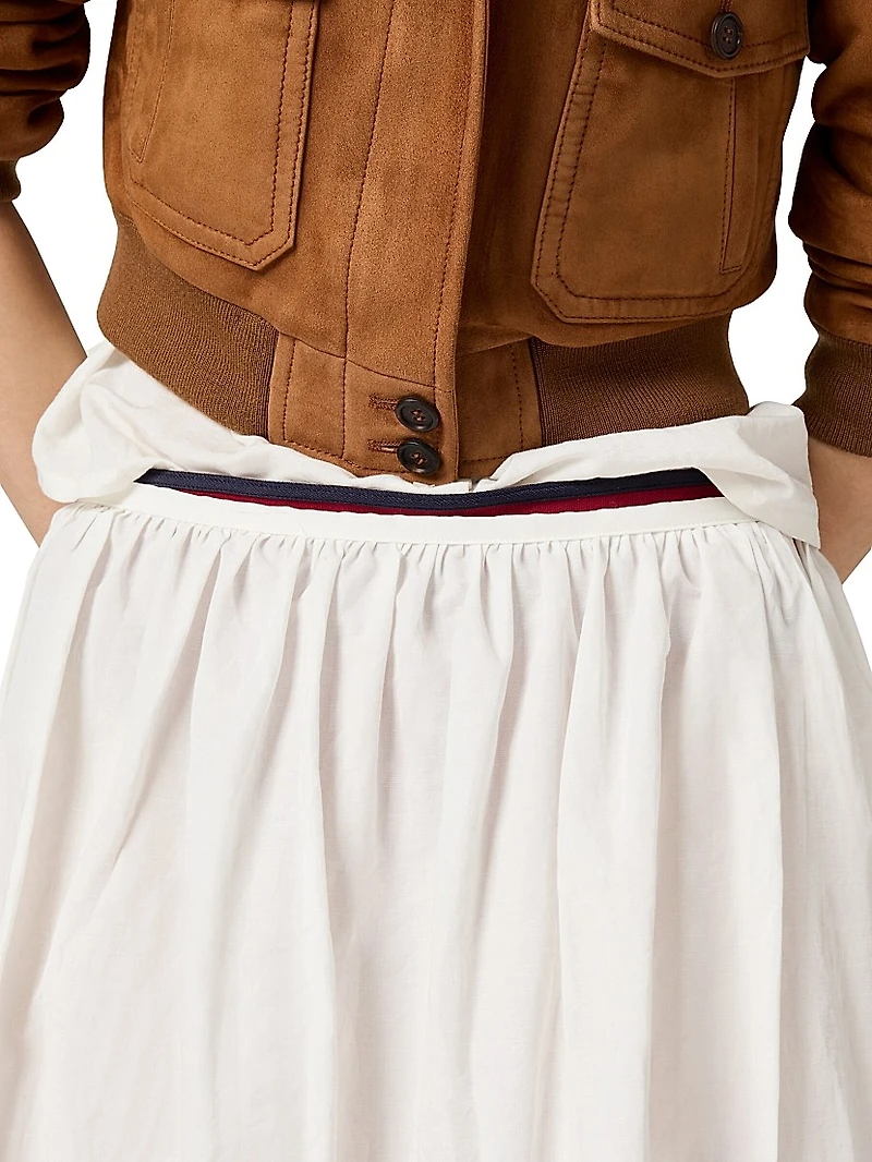 Slubbed Poplin Skirt with Print