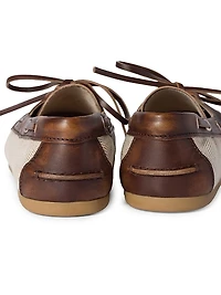 Canvas and Bleached Leather Boat Shoes