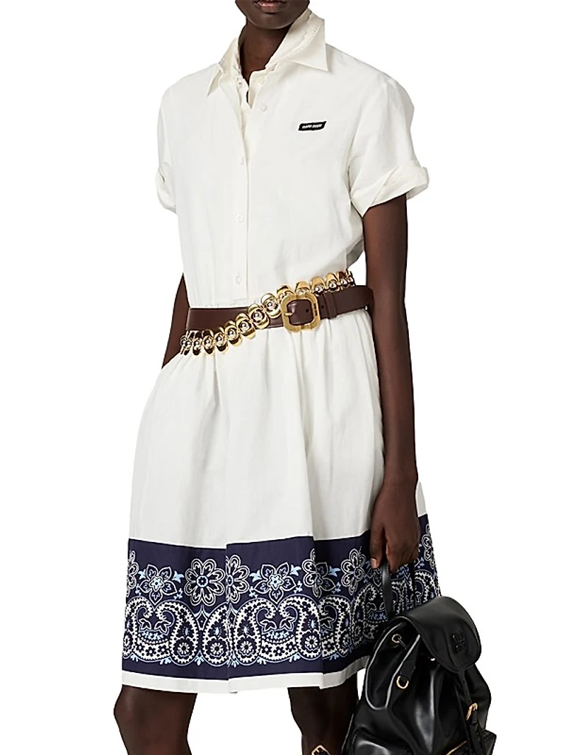 Slubbed Poplin Dress with Print