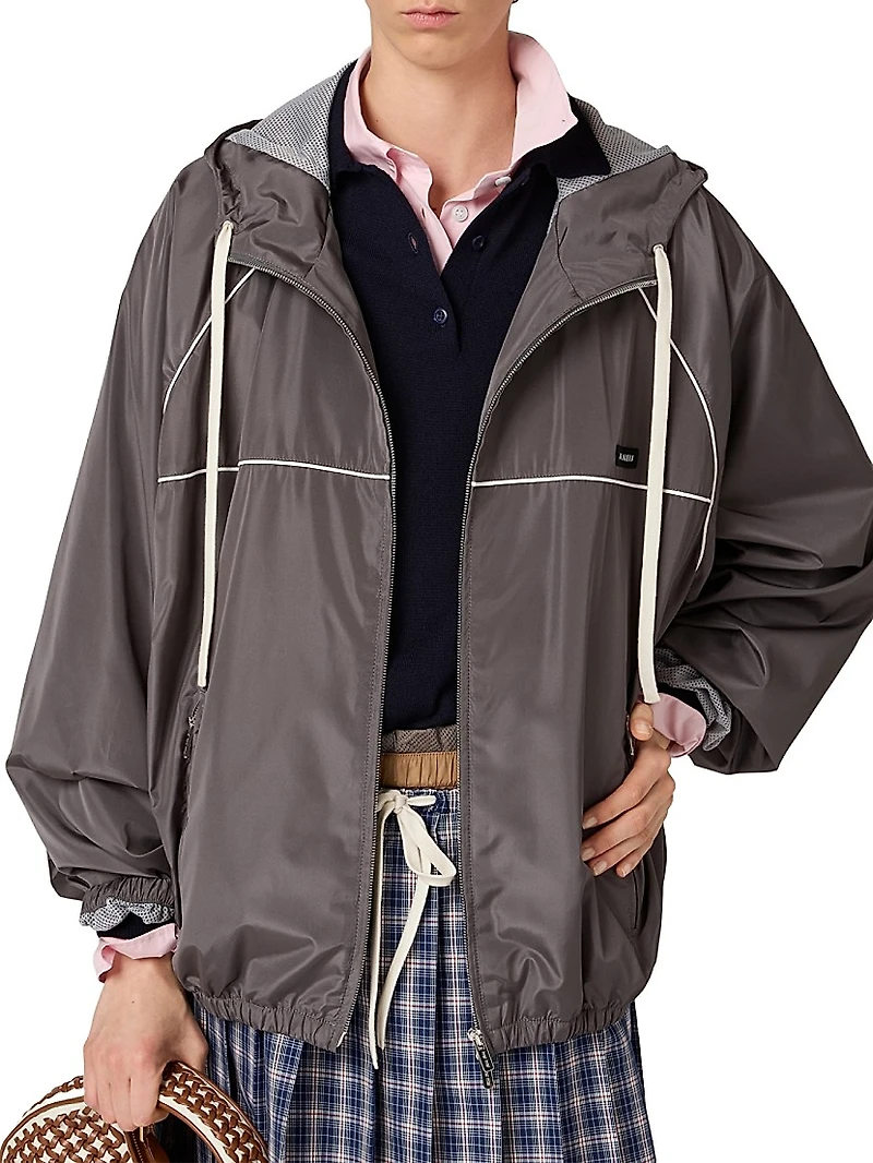 Technical Silk Zipper Blouson Jacket