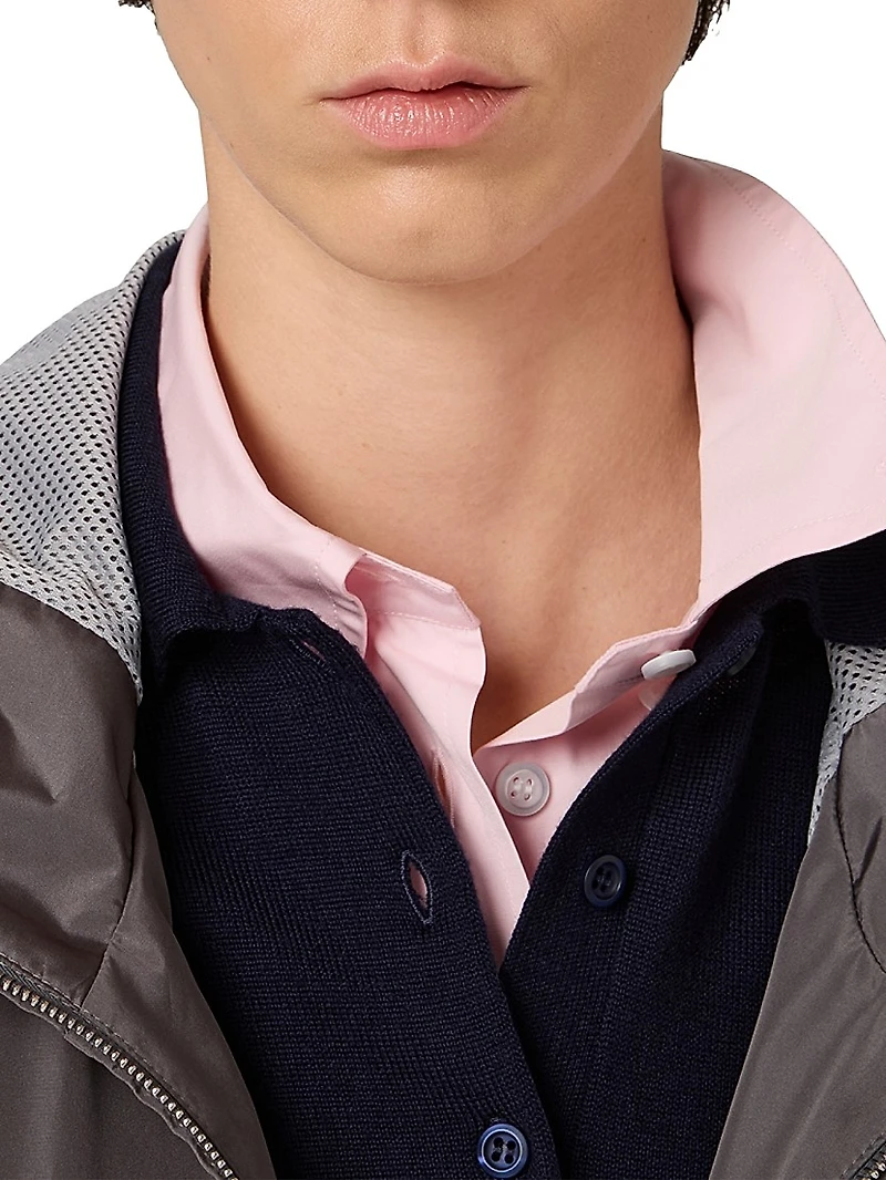 Technical Silk Zipper Blouson Jacket