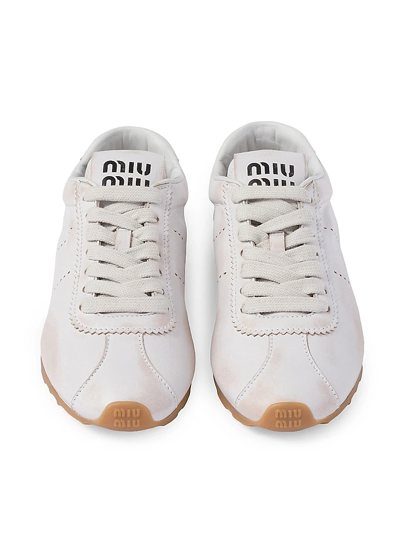 Plume Bleached Nappa Leather Sneakers