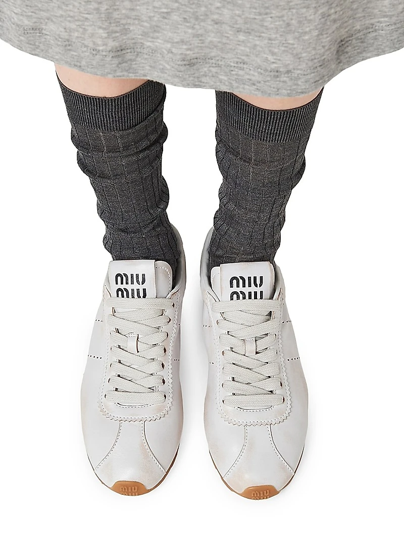 Plume Bleached Nappa Leather Sneakers