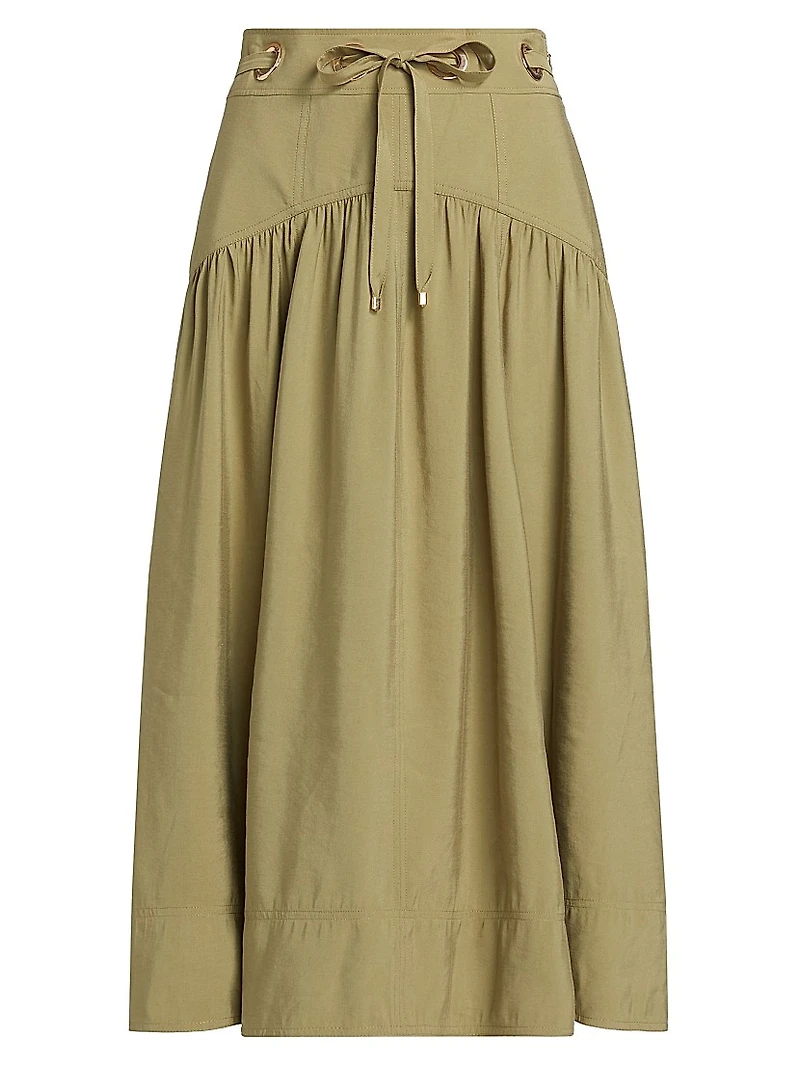 Donia Tie-Waist Midi-Skirt