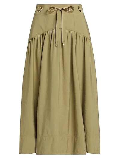 Donia Tie-Waist Midi-Skirt