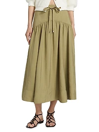 Donia Tie-Waist Midi-Skirt