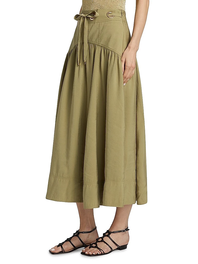 Donia Tie-Waist Midi-Skirt