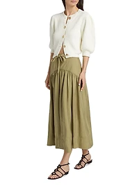 Donia Tie-Waist Midi-Skirt