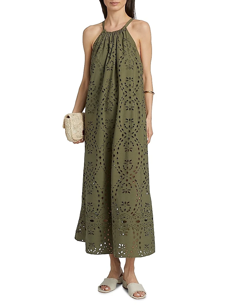 Bonie Eyelet Sleeveless A-Line Maxi Dress