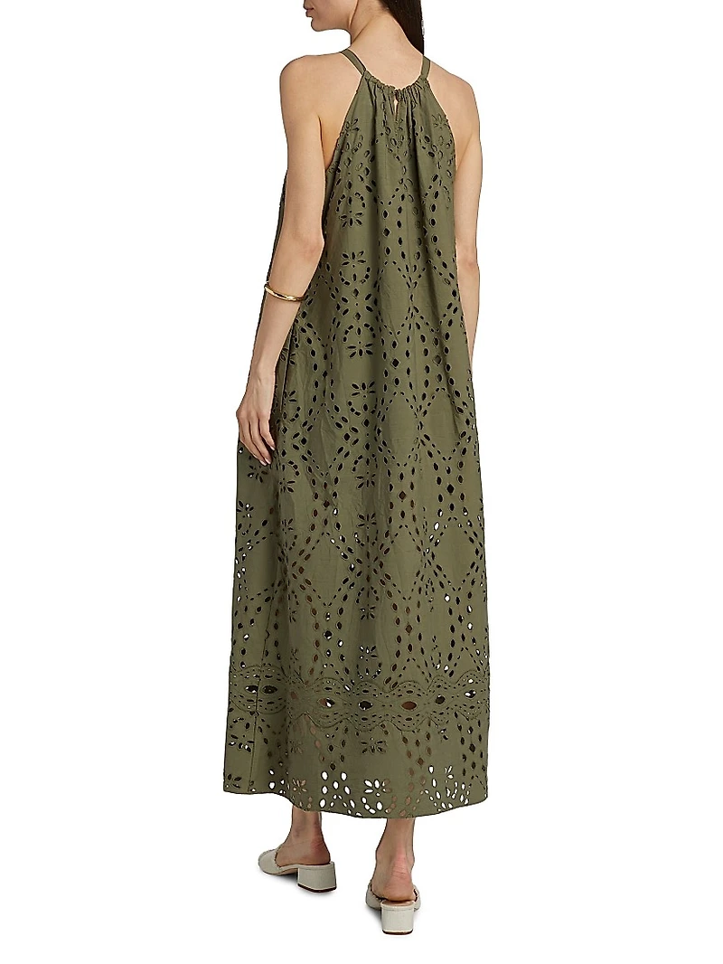 Bonie Eyelet Sleeveless A-Line Maxi Dress