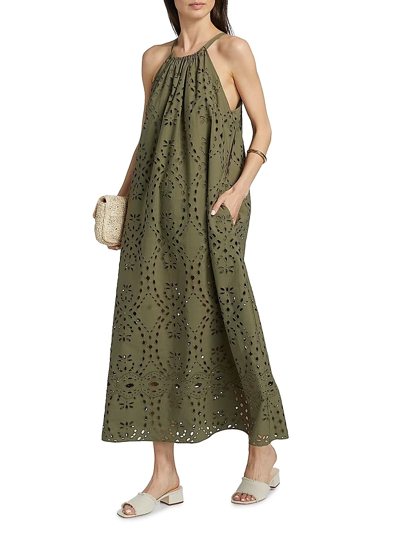 Bonie Eyelet Sleeveless A-Line Maxi Dress