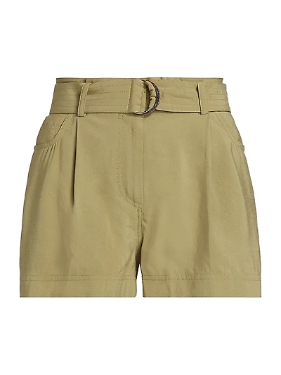 Demie Belted Pleated-Front Shorts