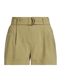 Demie Belted Pleated-Front Shorts