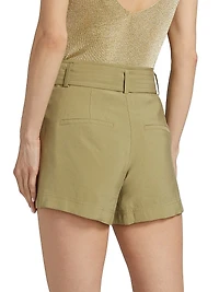 Demie Belted Pleated-Front Shorts