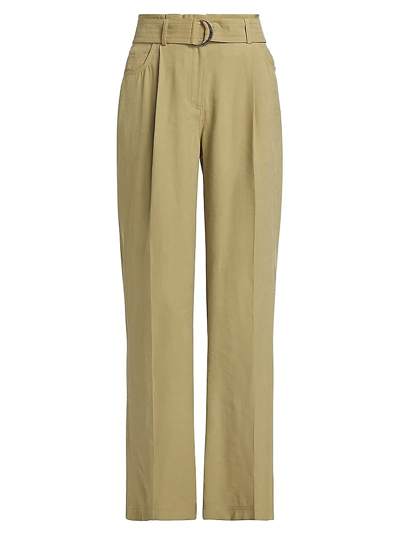 Dola Belted Pleated-Front Pants