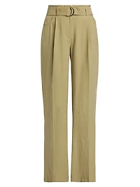 Dola Belted Pleated-Front Pants