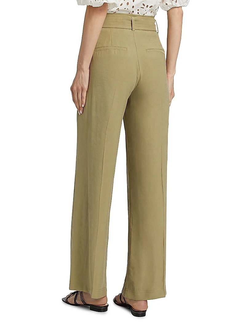 Dola Belted Pleated-Front Pants