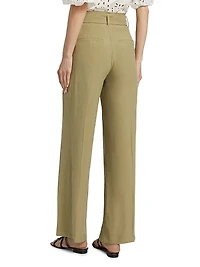 Dola Belted Pleated-Front Pants