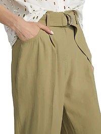 Dola Belted Pleated-Front Pants