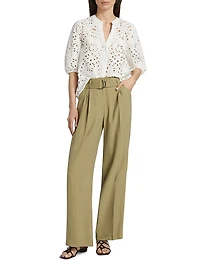 Dola Belted Pleated-Front Pants
