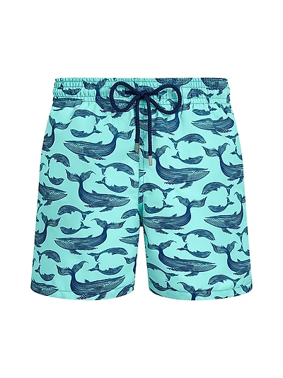 Marine Whale Print Swim Shorts