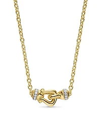 Petite Buckle Necklace in 18K Yellow Gold with Diamonds, 16.2MM