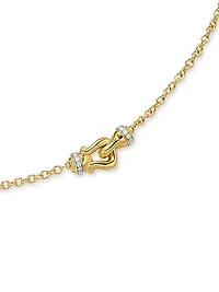 Petite Buckle Necklace in 18K Yellow Gold with Diamonds, 16.2MM