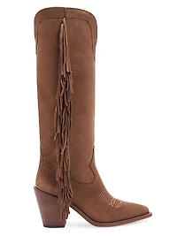Cami 90MM Fringed Suede Knee-High Boots