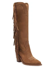 Cami 90MM Fringed Suede Knee-High Boots