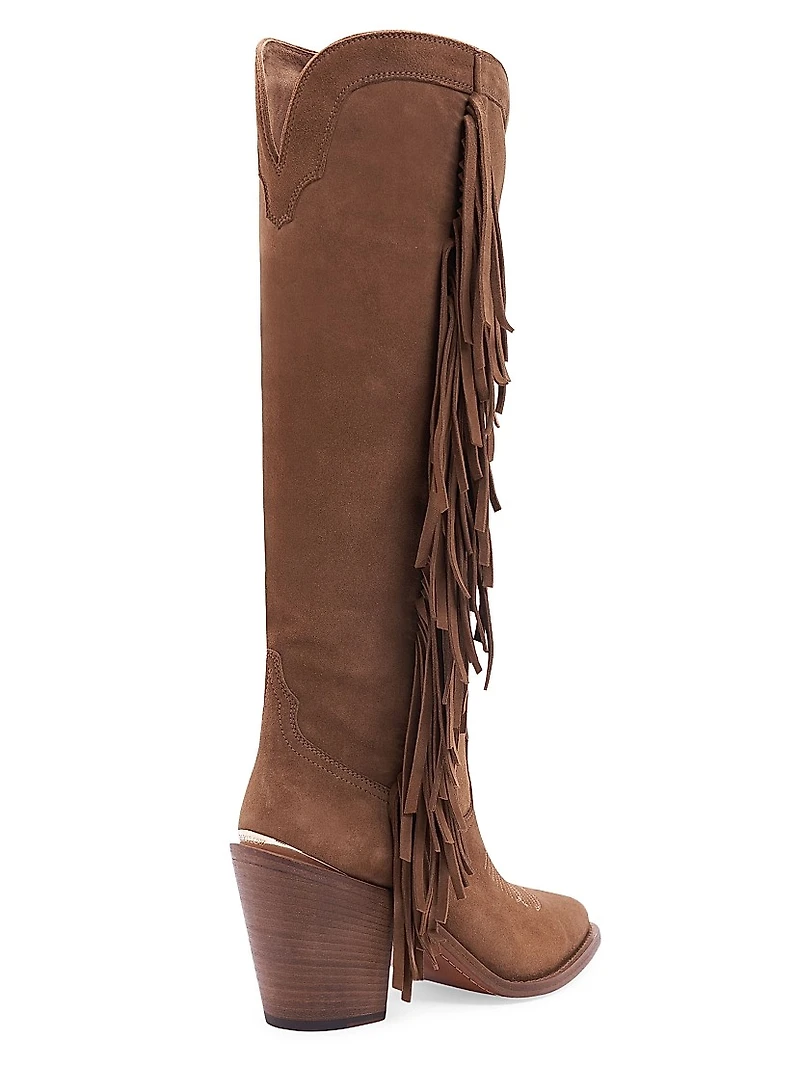 Cami 90MM Fringed Suede Knee-High Boots